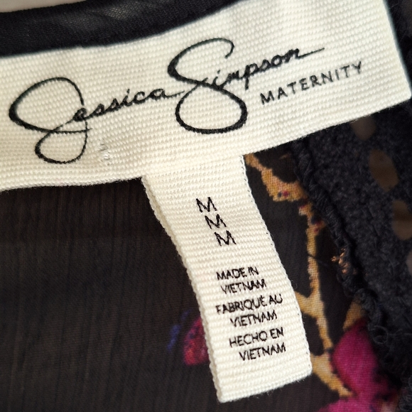 Jessica Simpson Maternity Women's Dress SzM Sheer Blk/Pink Floral Black Lace - Picture 3 of 10